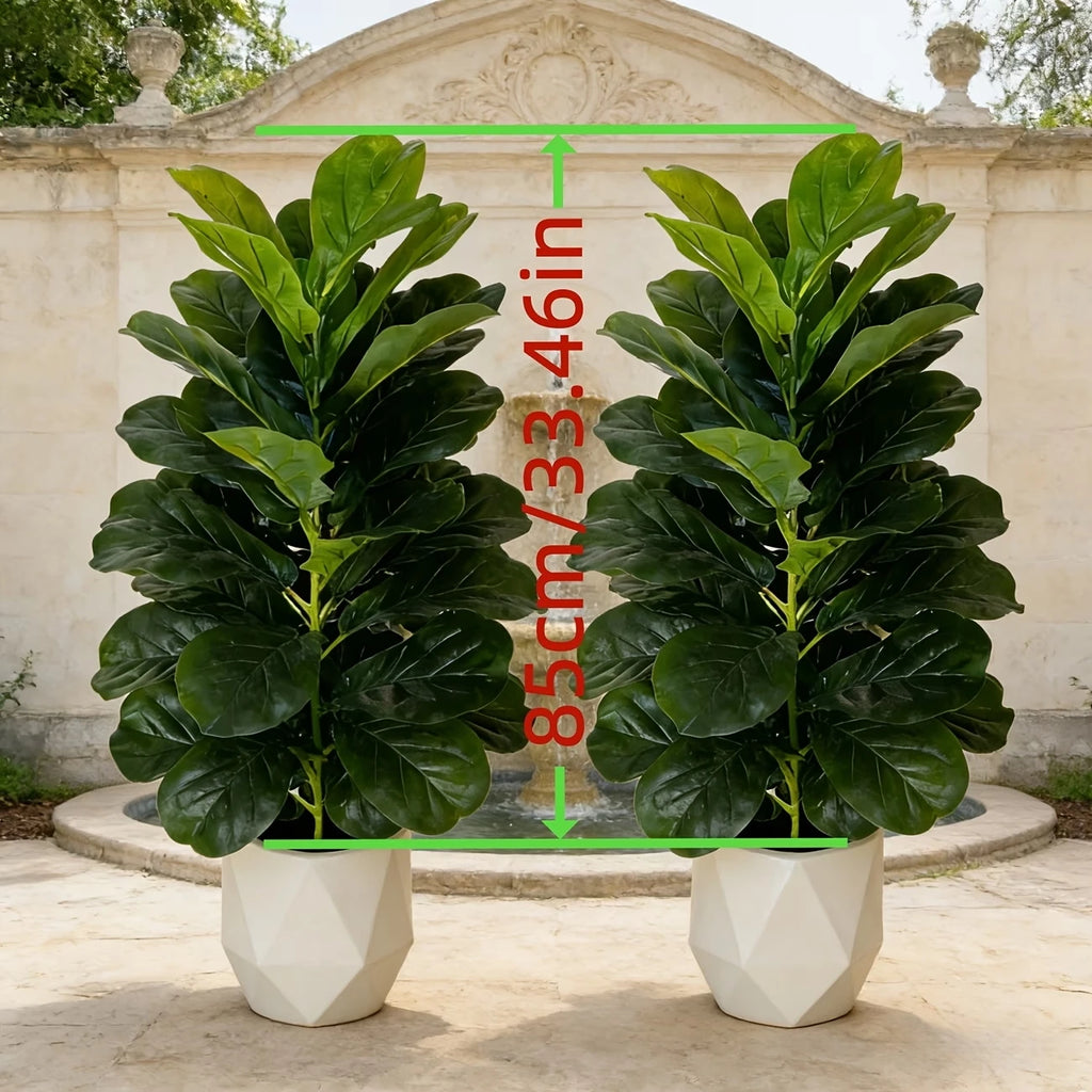 3ft Artificial Fiddle Leaf Fig Tree 2 Pack with White Pot,