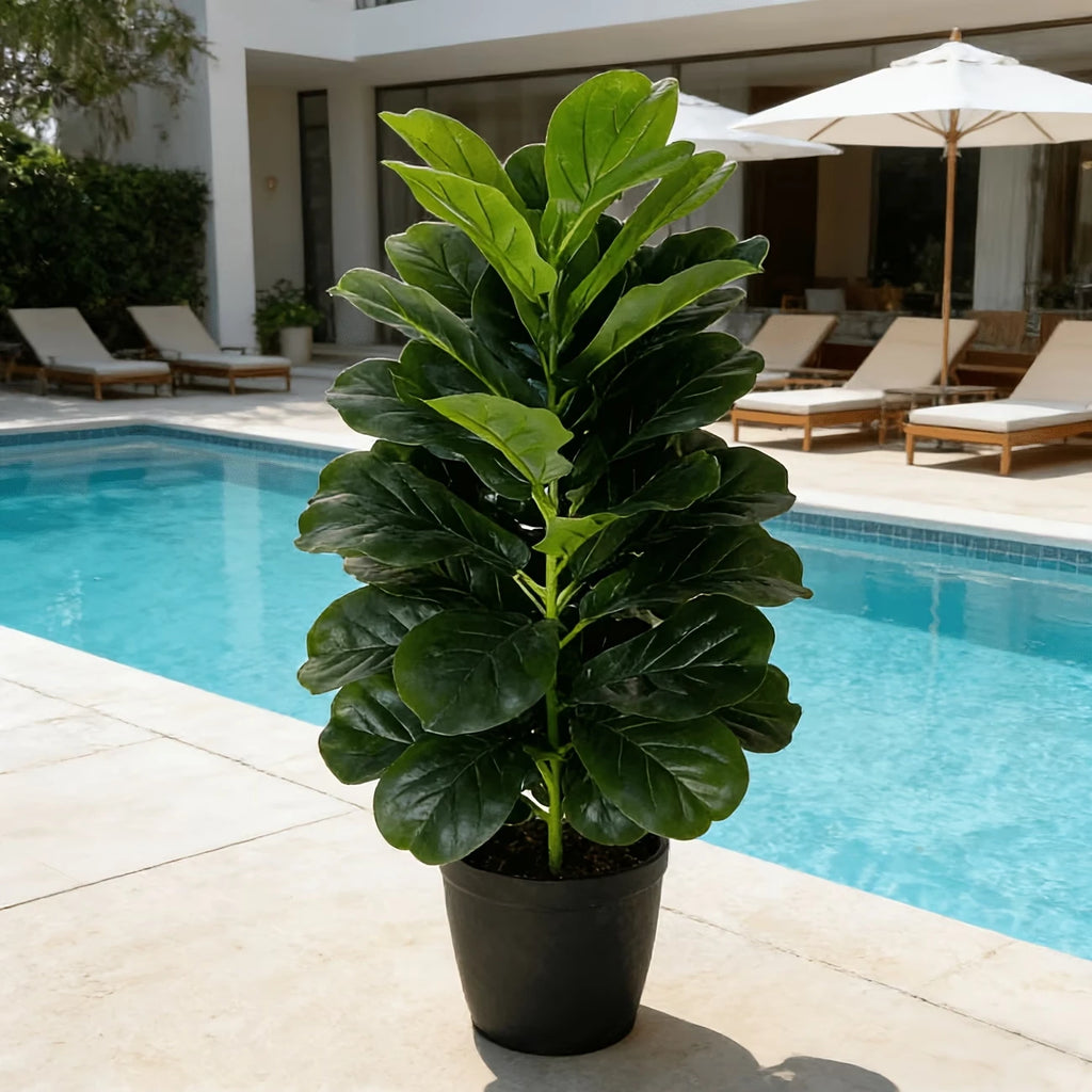 3ft Artificial Fiddle Leaf Fig Tree 2 Pack with White Pot,