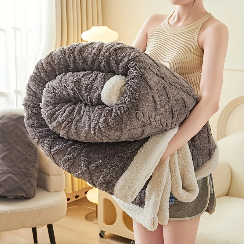 1pc Jacquard Sherpa Weighted Blanket  6llbs