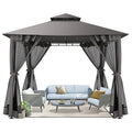 Heavy Duty Gazebo Double Roof with Metal Frame for Patio,