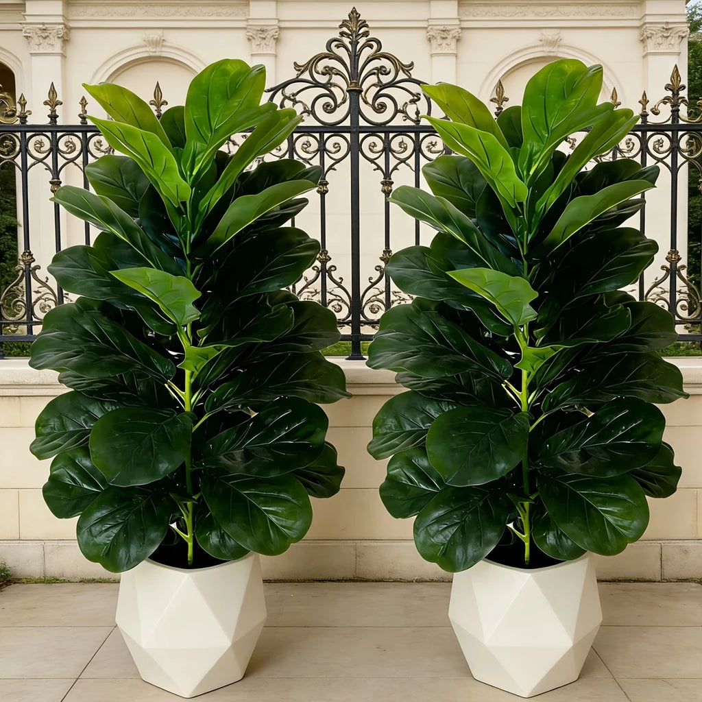 3ft Artificial Fiddle Leaf Fig Tree 2 Pack with White Pot,