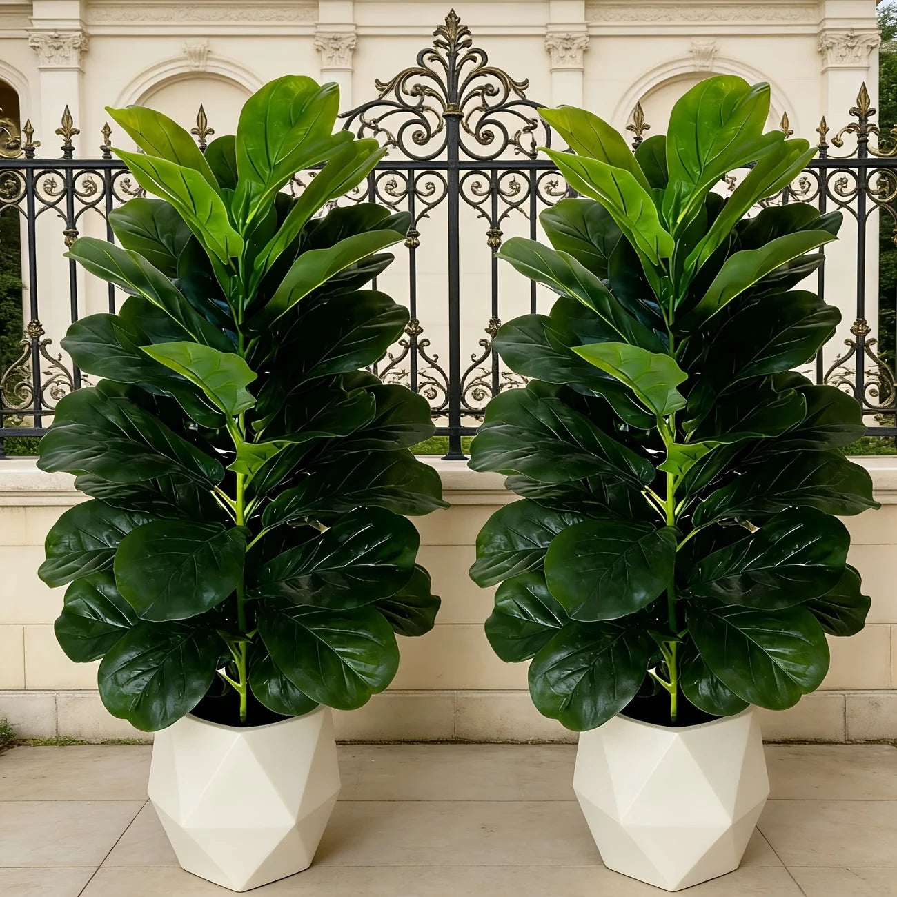 3ft Artificial Fiddle Leaf Fig Tree 2 Pack with White Pot,