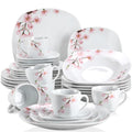 VEWEET ANNIE Pink Floral Porcelain Plate Set