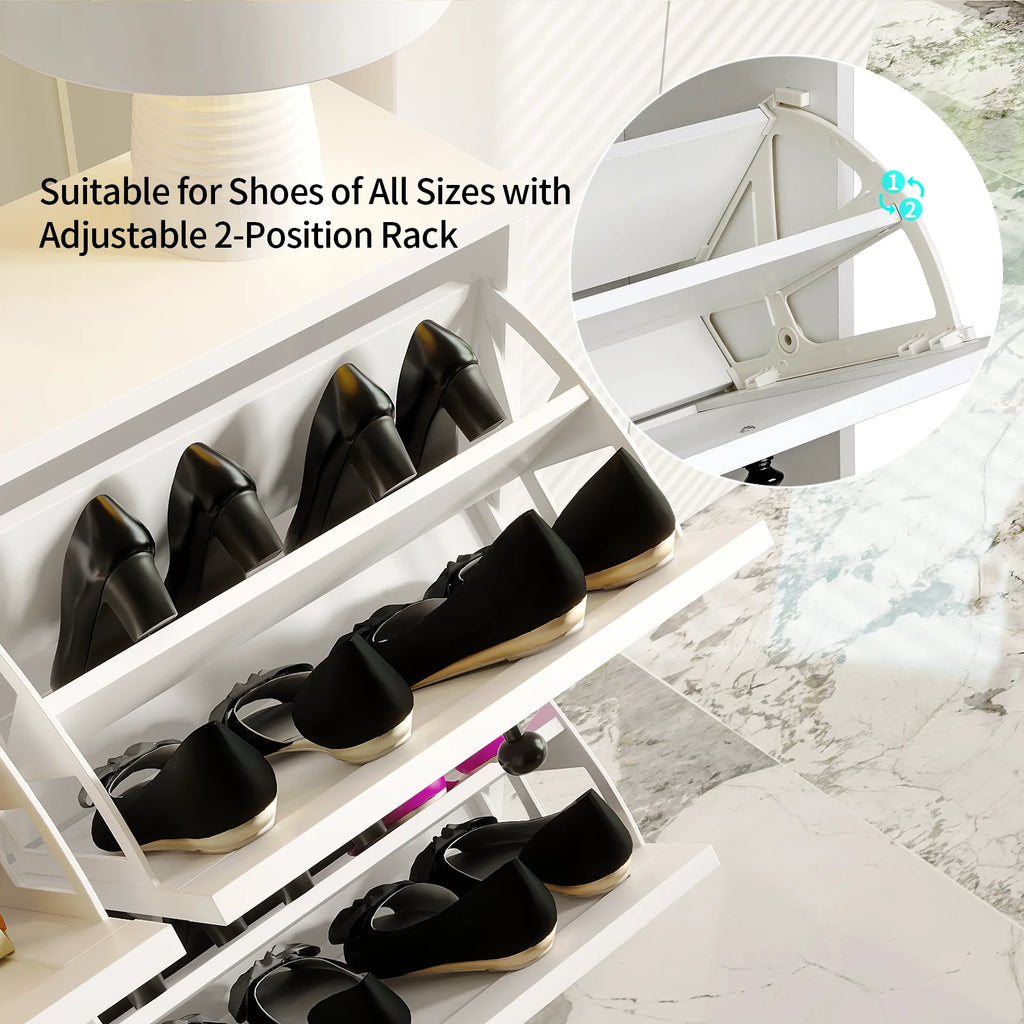 Freestanding Shoe Cabinet with Flip Drawers,