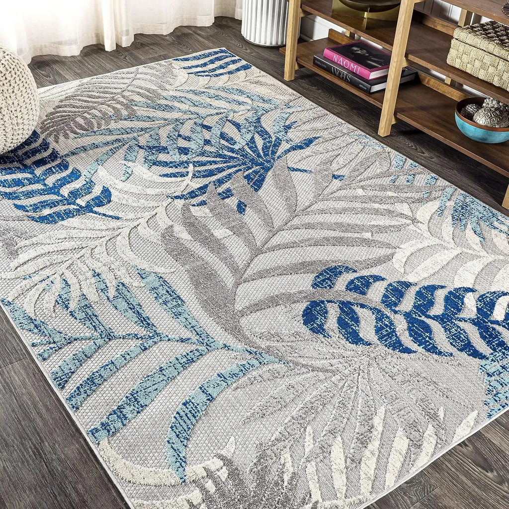 Tropics Palm Leaves Indoor Outdoor Area Rug