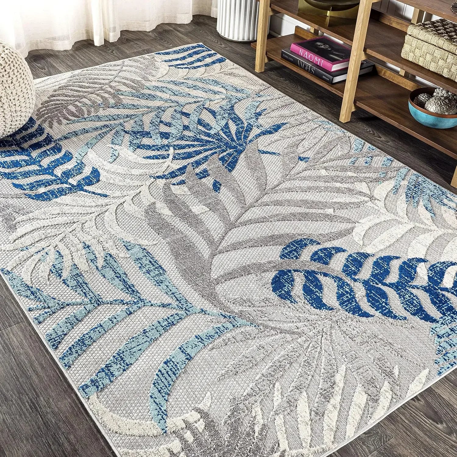 Tropics Palm Leaves Indoor Outdoor Area Rug