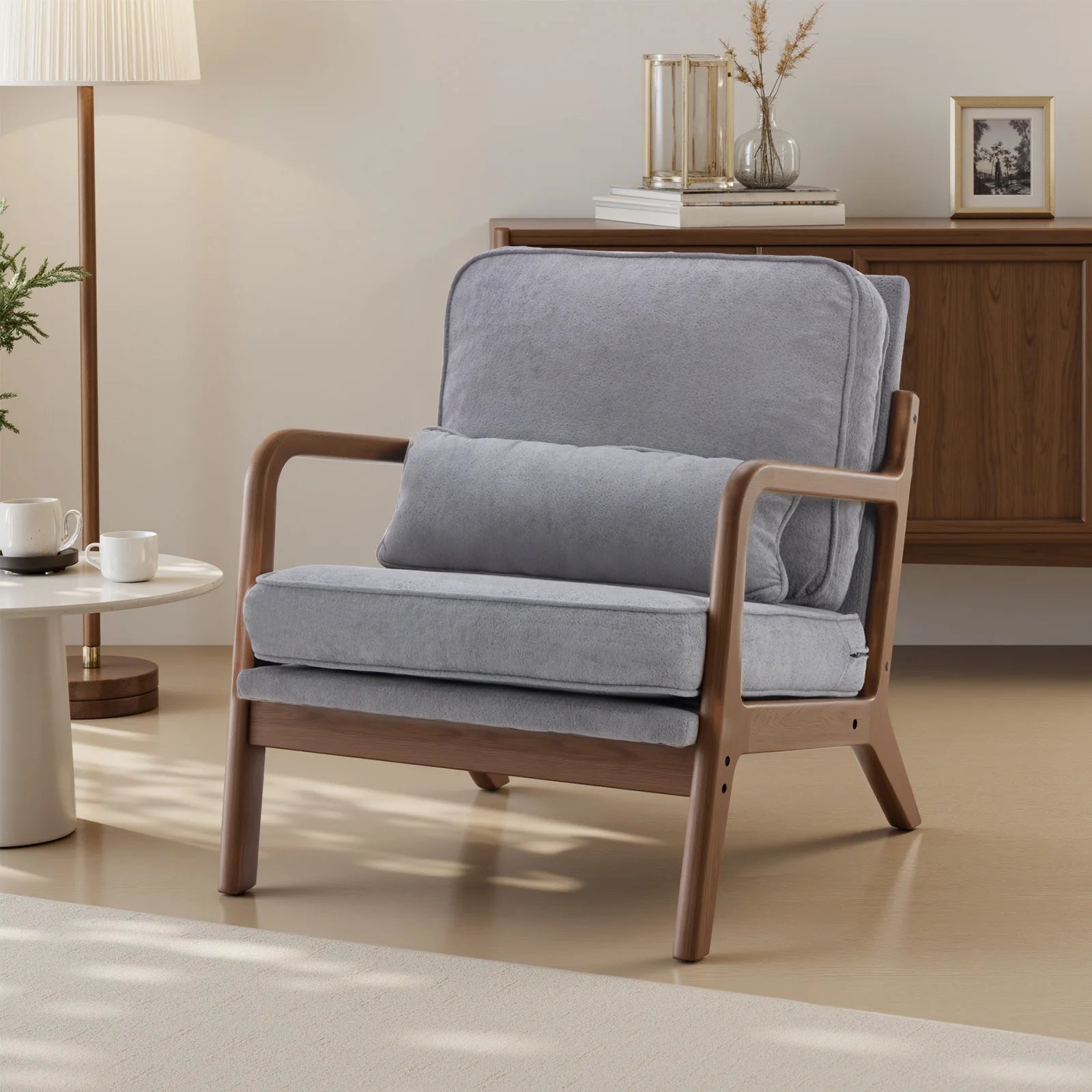 Mid Century Modern Chair Solid Wooden Frame