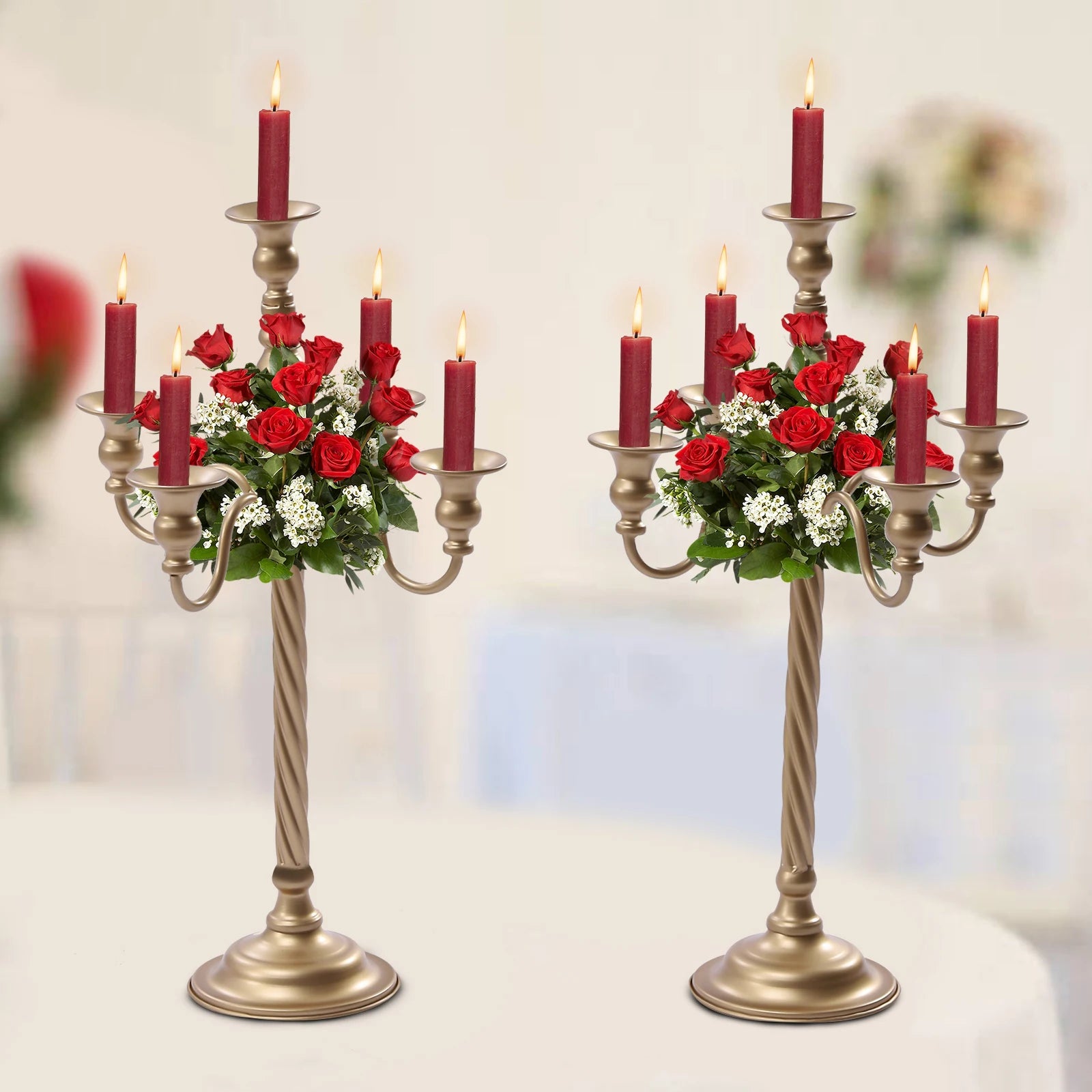 20 Inch Tall  Gold Candelabra Centerpiece,