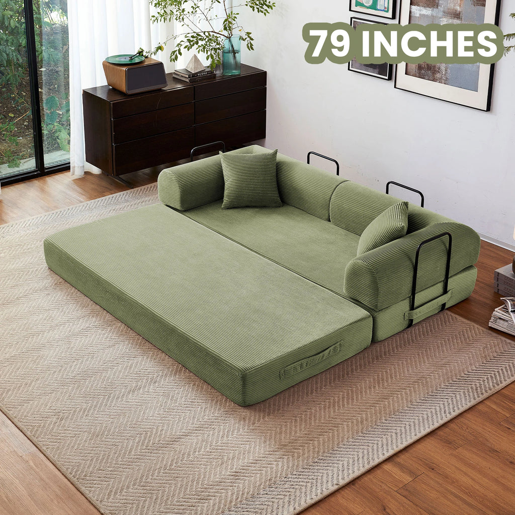 79''  Foldable Convertible Futon Sleeper Sofa Bed