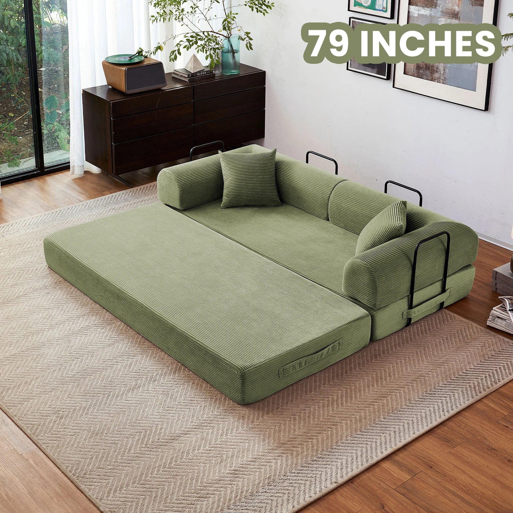 79''  Foldable Convertible Futon Sleeper Sofa Bed