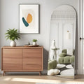 White Arch Full Length Floor Mirror with Stand