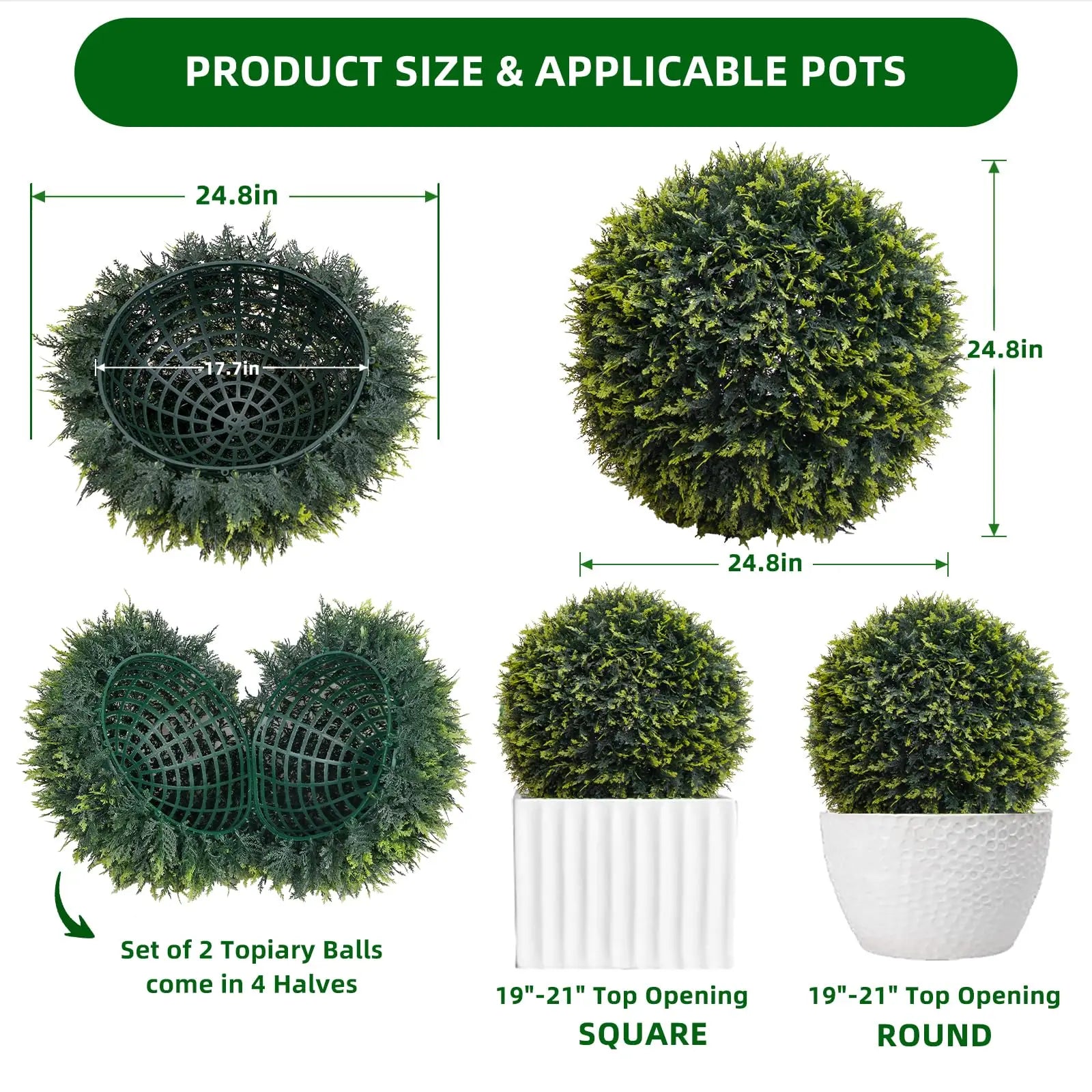 New Topiary Balls Artificial Outdoor Set of 2,