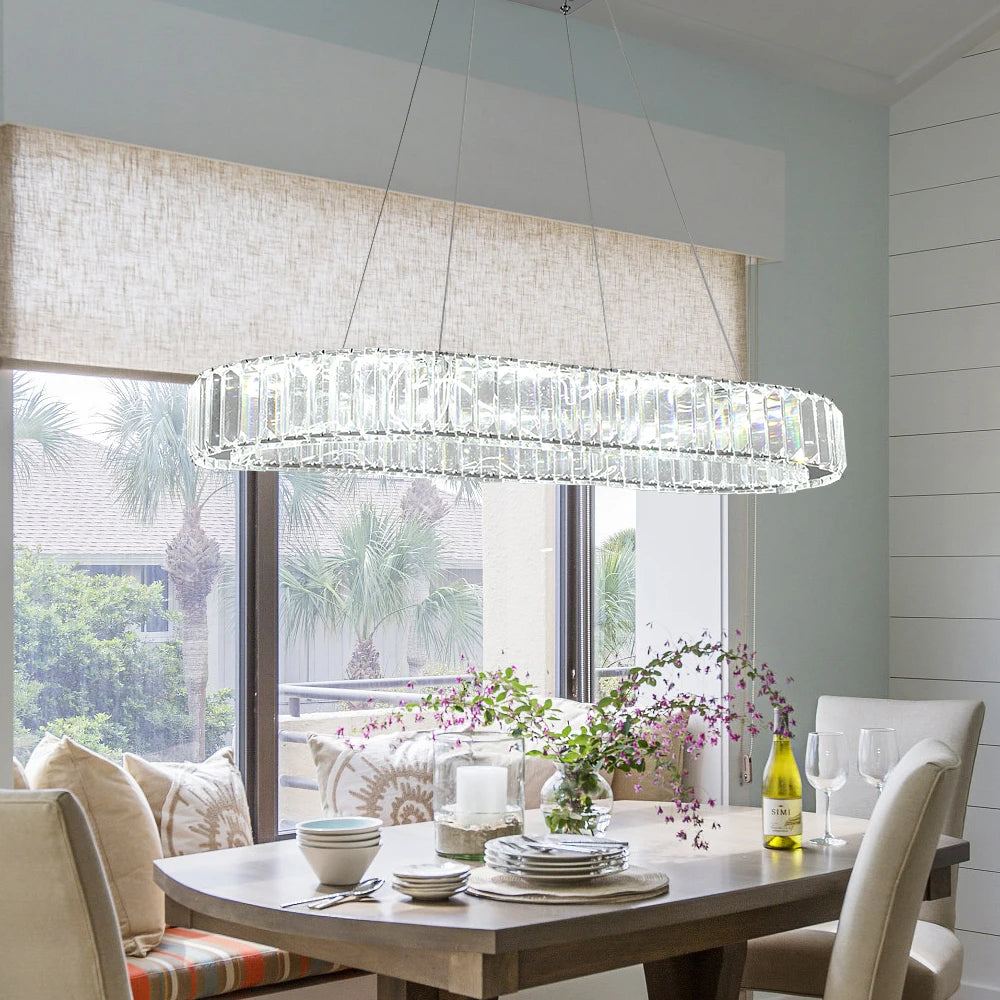 Modern Luxury Crystal Oval Design Led Chandelier
