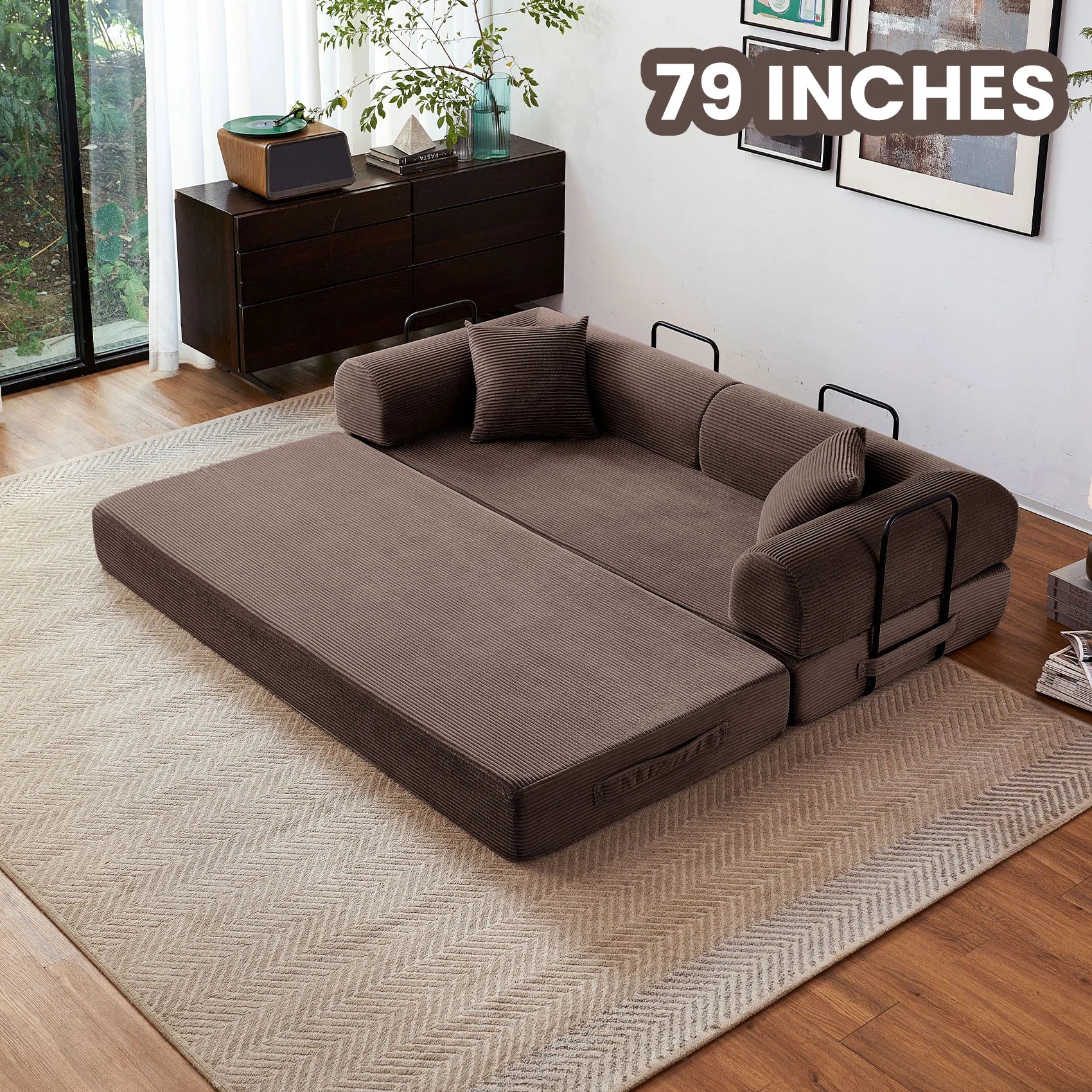 79''  Foldable Convertible Futon Sleeper Sofa Bed
