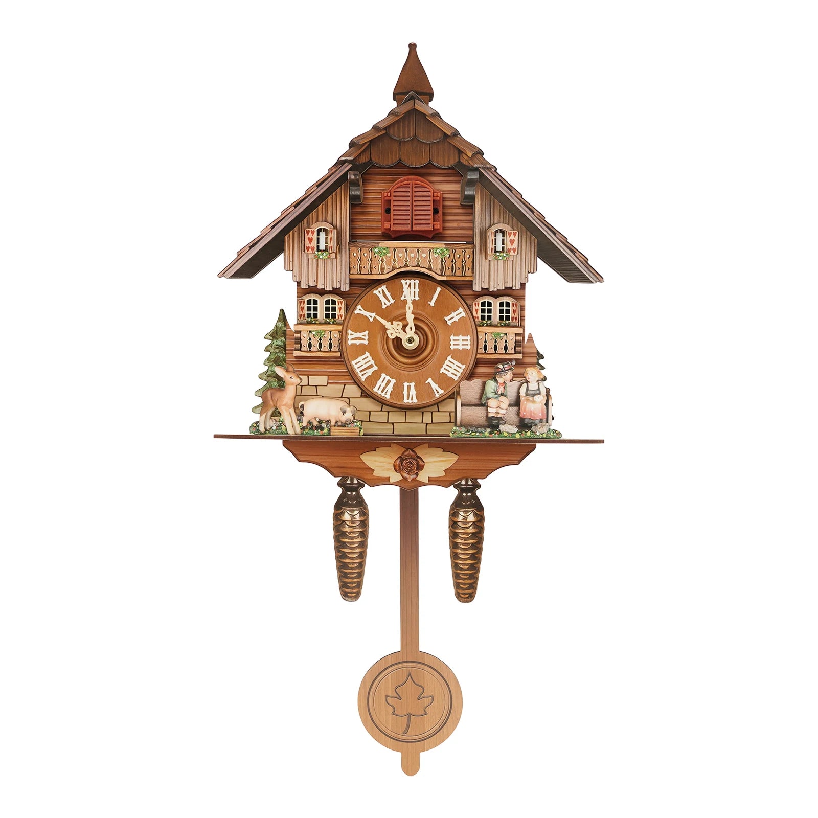 Vintage Cuckoo Wall Clock with Bird Chime,