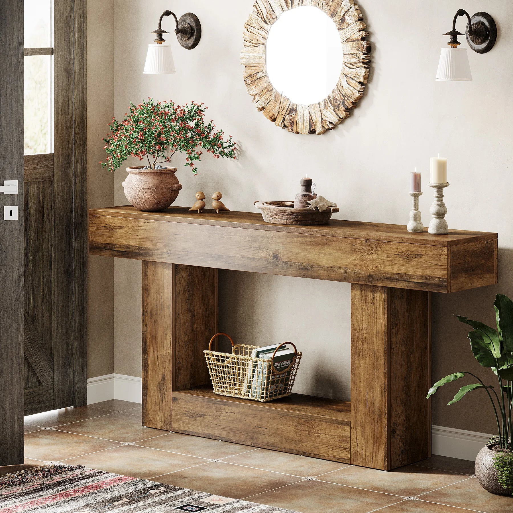 Console Table with U-Shaped Base,
