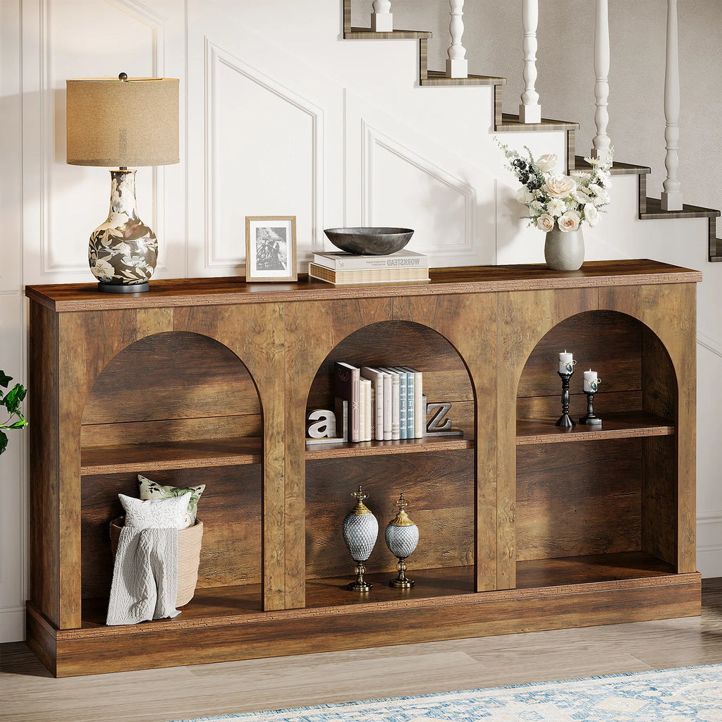 3 Tier Farmhouse Console Table, 63-Inch Long