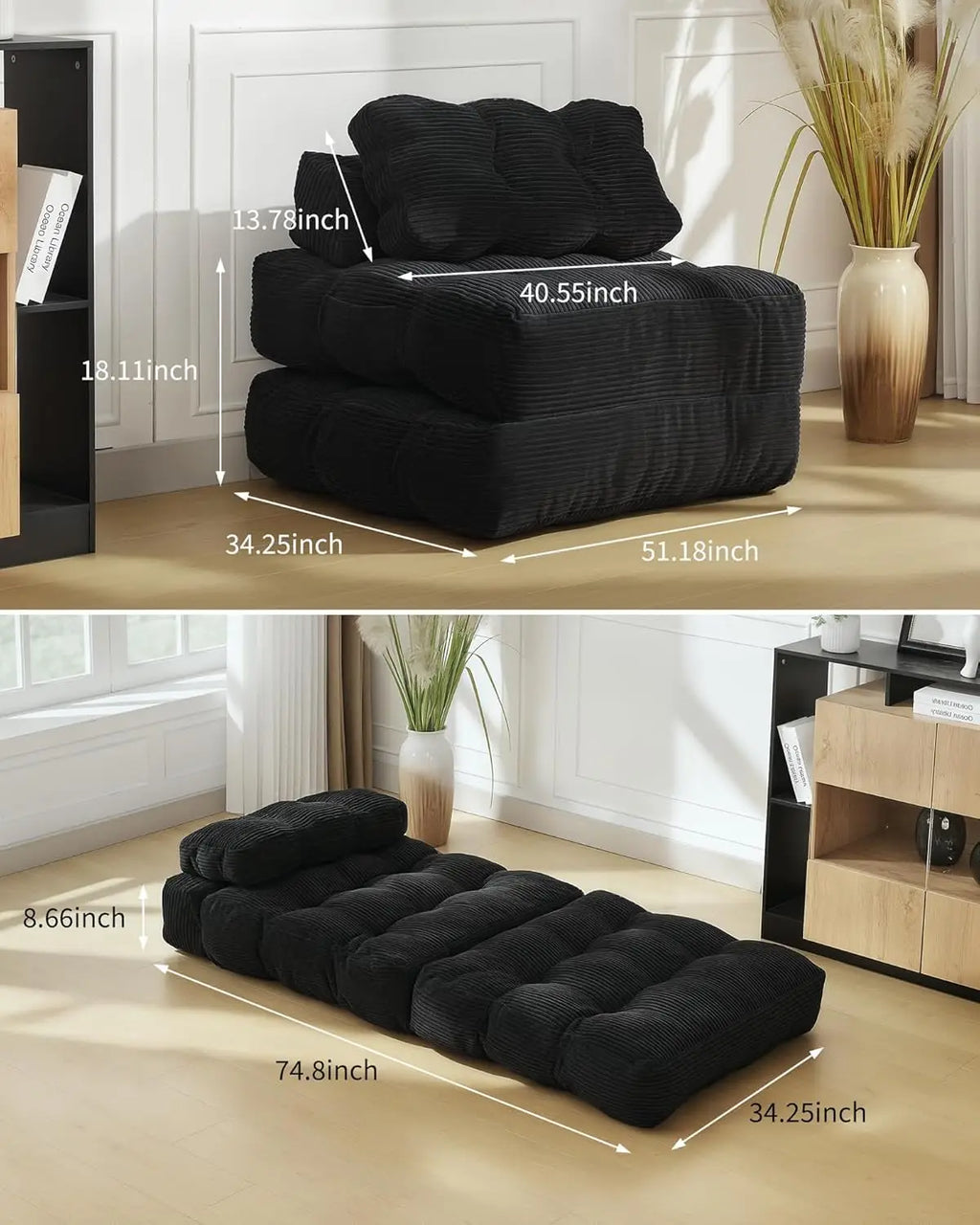 3-in-1  34" Folding Sofa Bed