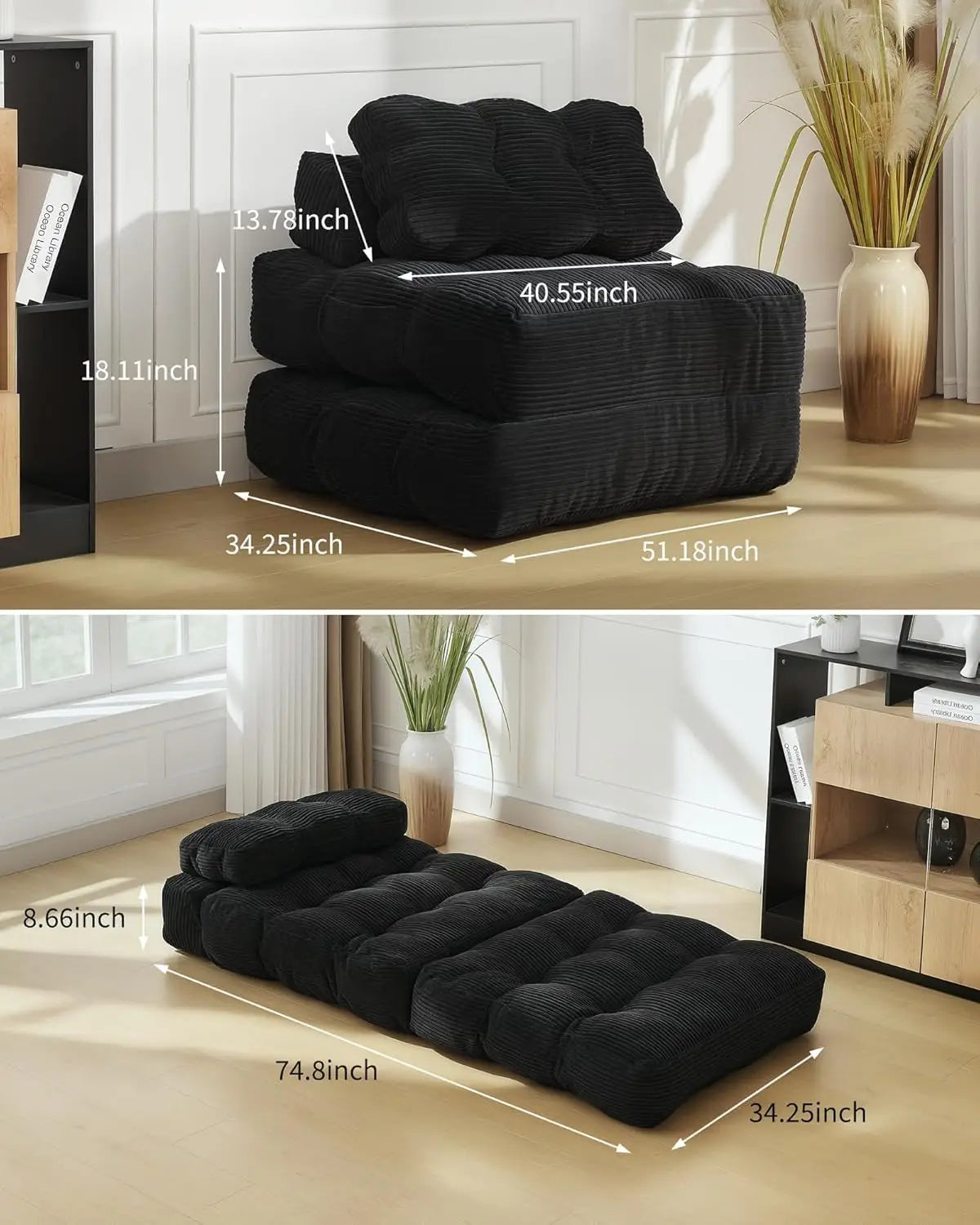 3-in-1  34" Folding Sofa Bed