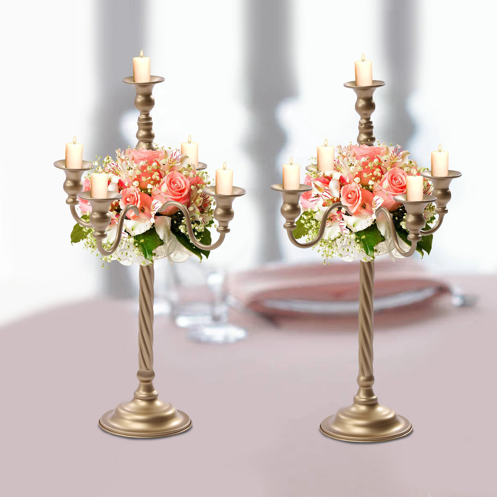 20 Inch Tall  Gold Candelabra Centerpiece,