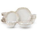 White Relief Stoneware Dinnerware Set