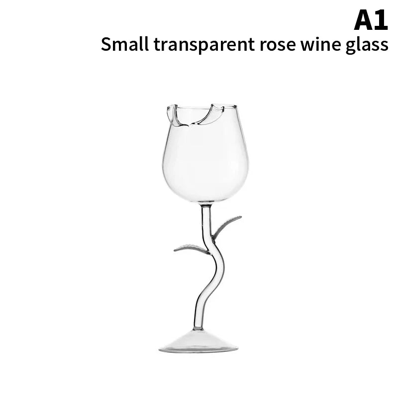 Rose-Shaped Red Wine Glasses