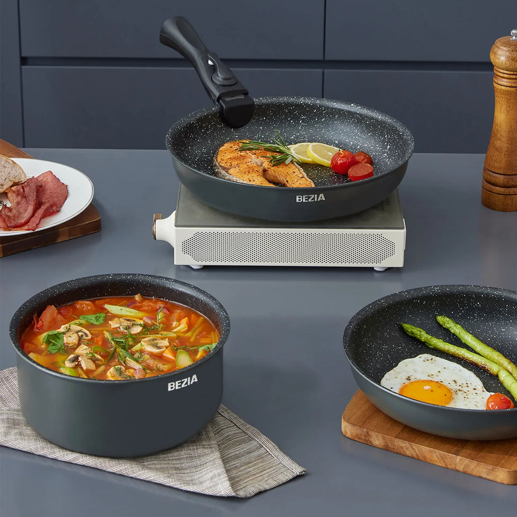 10 piece  nonstick Induction Cookware Set with Removable Handles,
