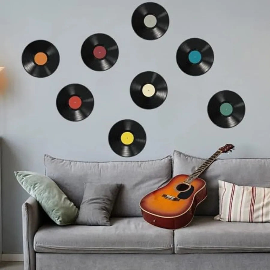 8 Pack Blank Vinyl Records Decor Wall Stickers 9 inch