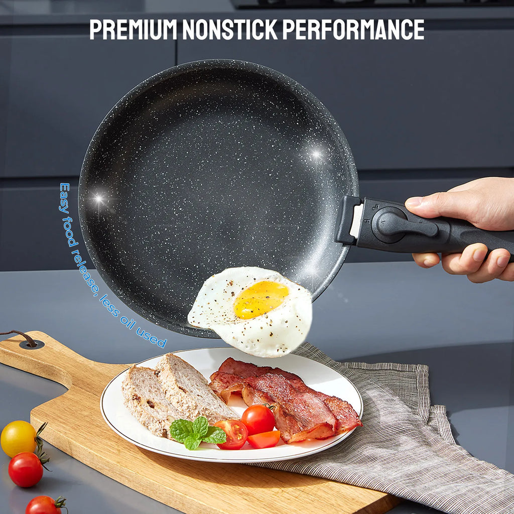 10 piece  nonstick Induction Cookware Set with Removable Handles,