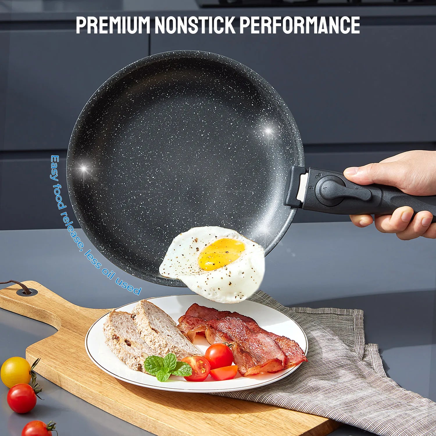 10 piece  nonstick Induction Cookware Set with Removable Handles,