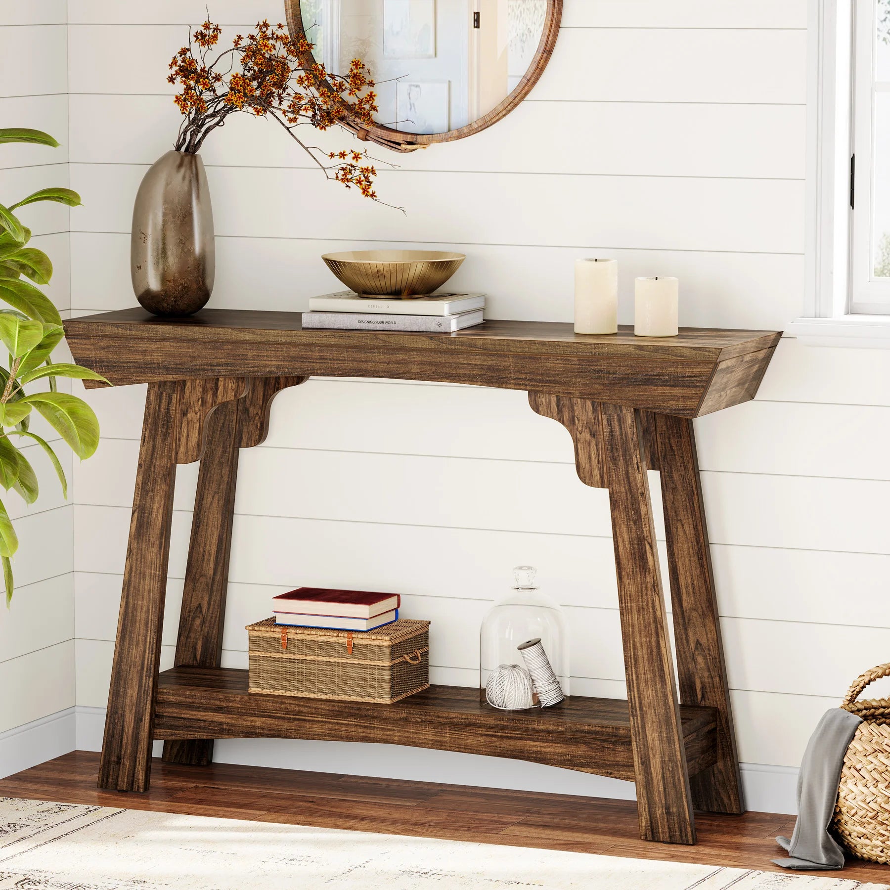Narrow Farmhouse Sofa Table or Entryway Table