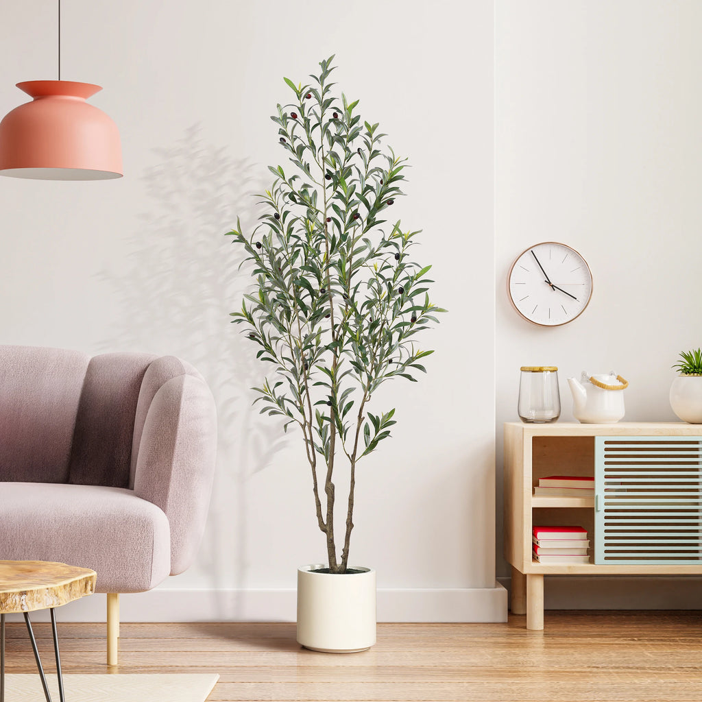 Artificial Olive Tree With Large White Planter,