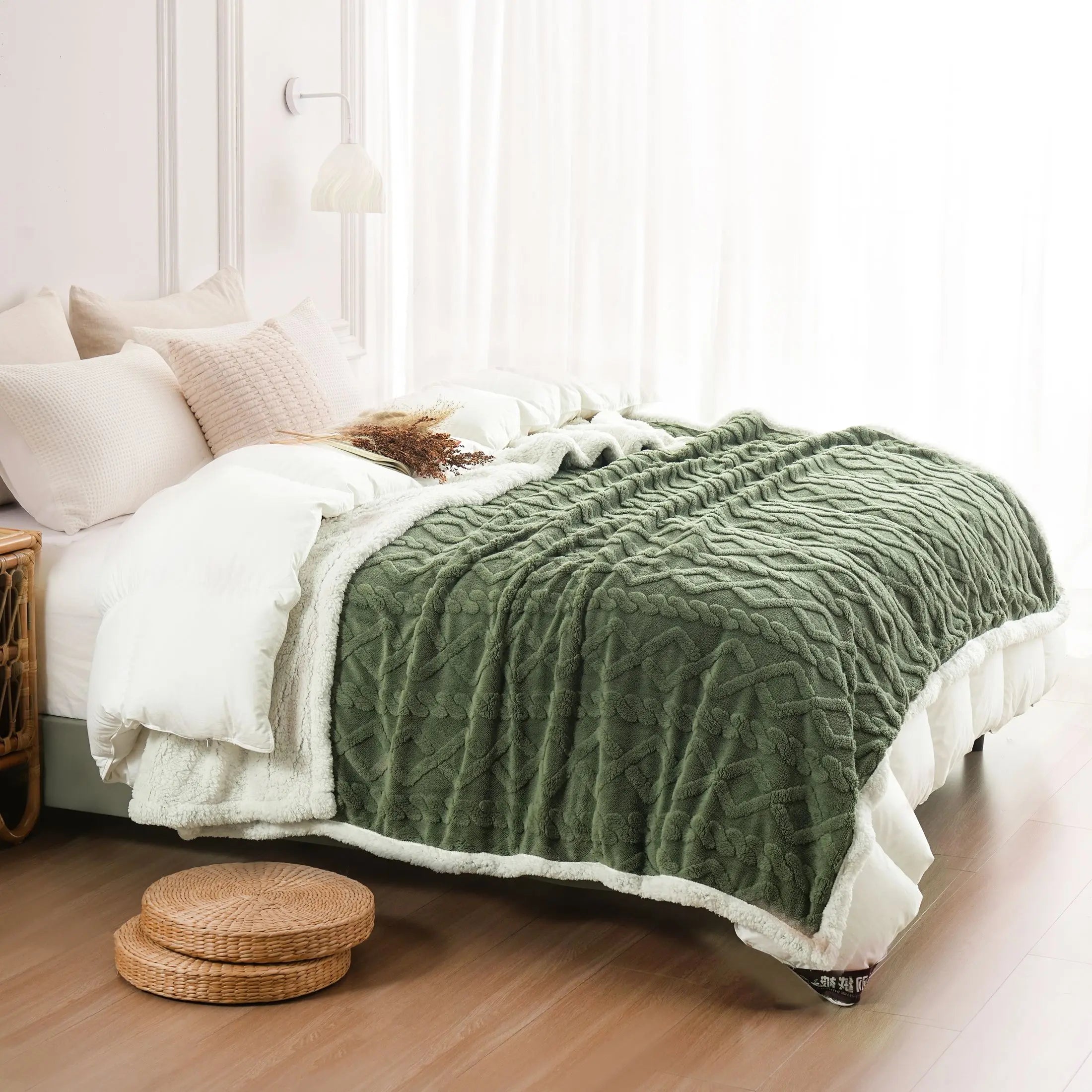 1pc Jacquard Sherpa Weighted Blanket  6llbs