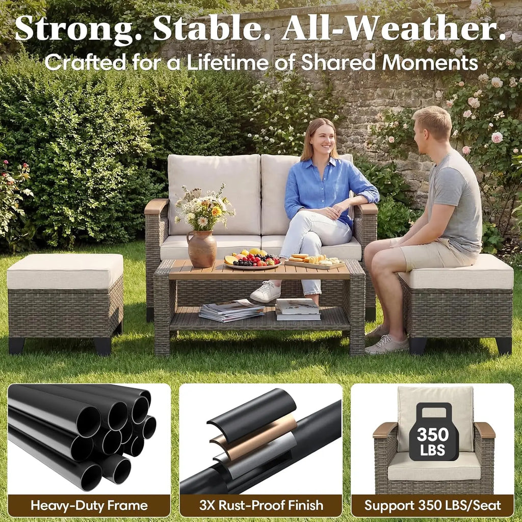 7 Piece Wicker Patio  Set