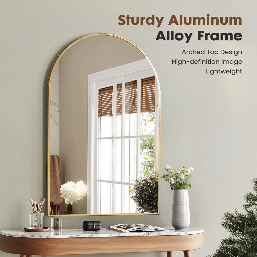 Arched Metal Framed Mirror for Wall