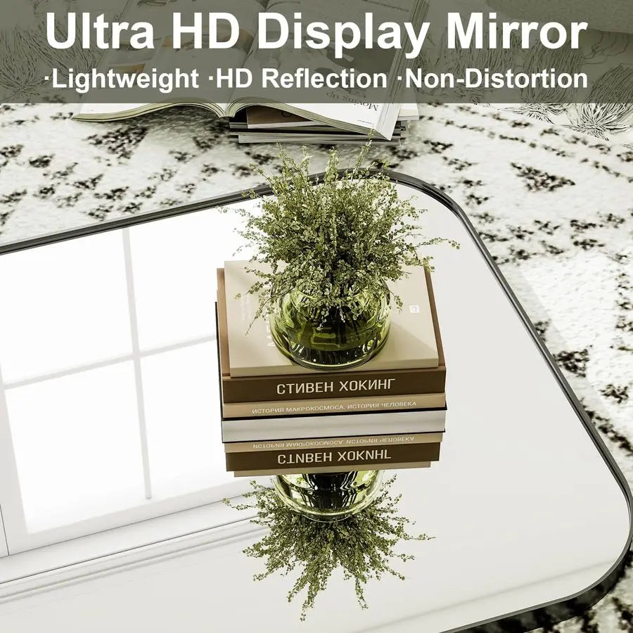 Full Length Mirror, Black Rounded Corner Aluminum Frame