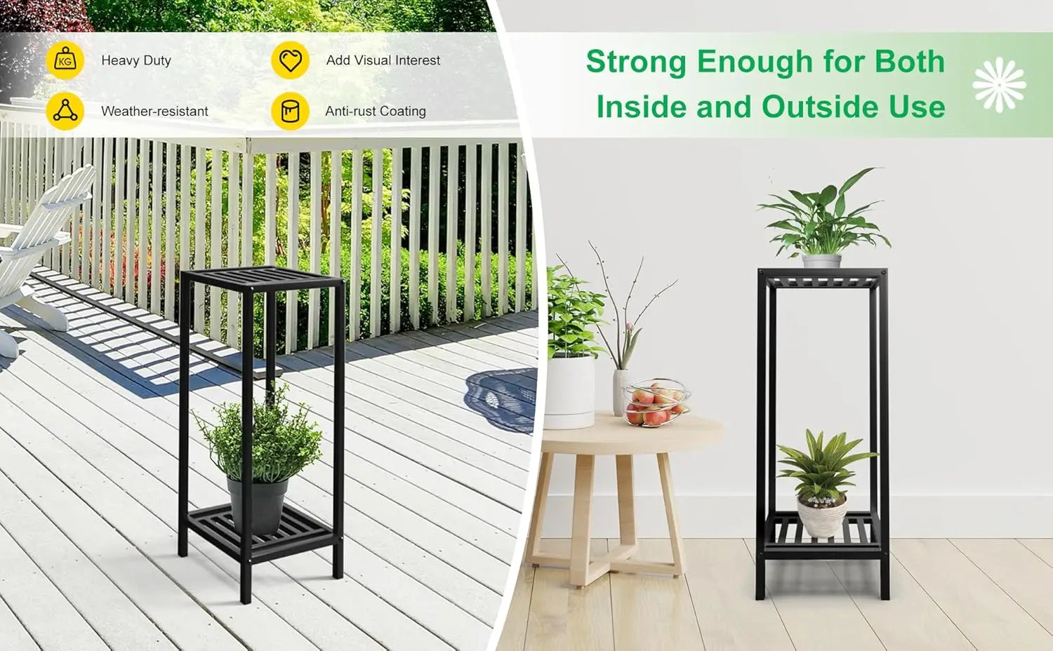 2-Tier 30" Tall Indoor Outdoor Plant Stand,