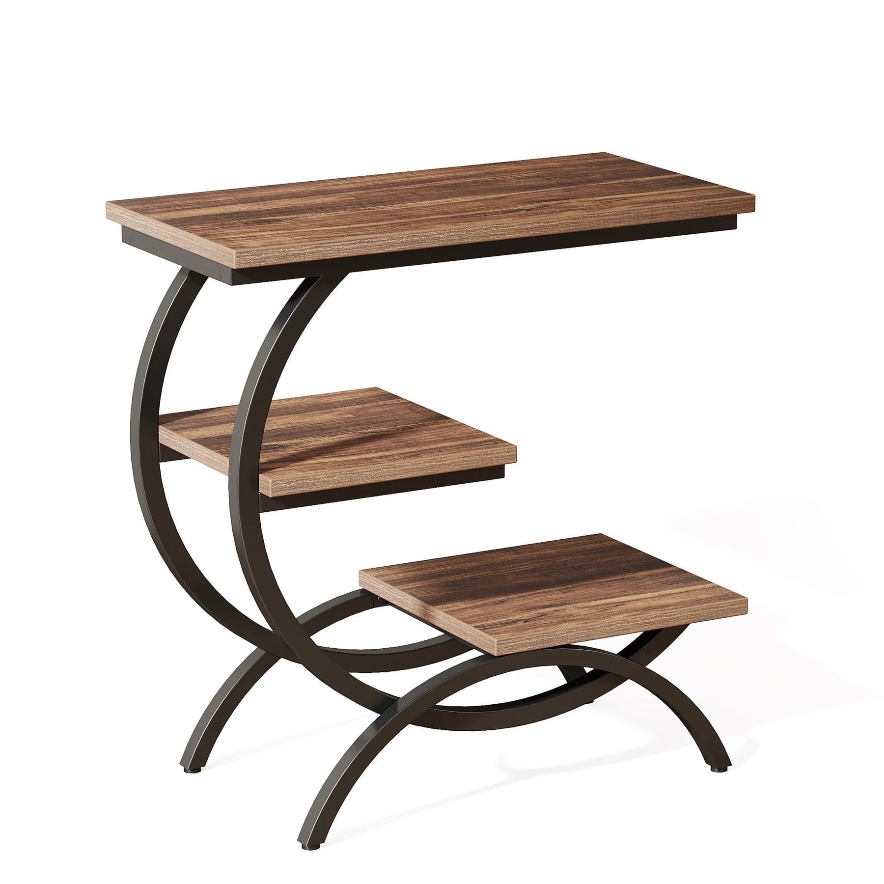 Industrial 3-tier C-Shaped End Table