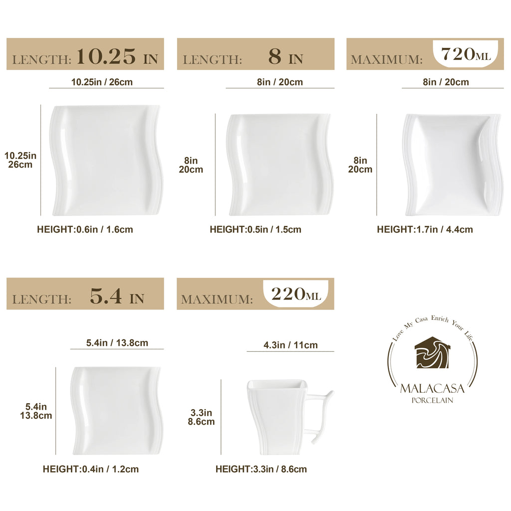 30 Piece White Porcelain Dinner Set