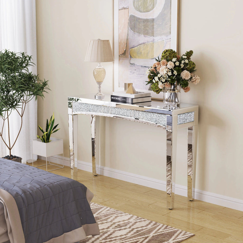 Mirrored  Silver Console Table