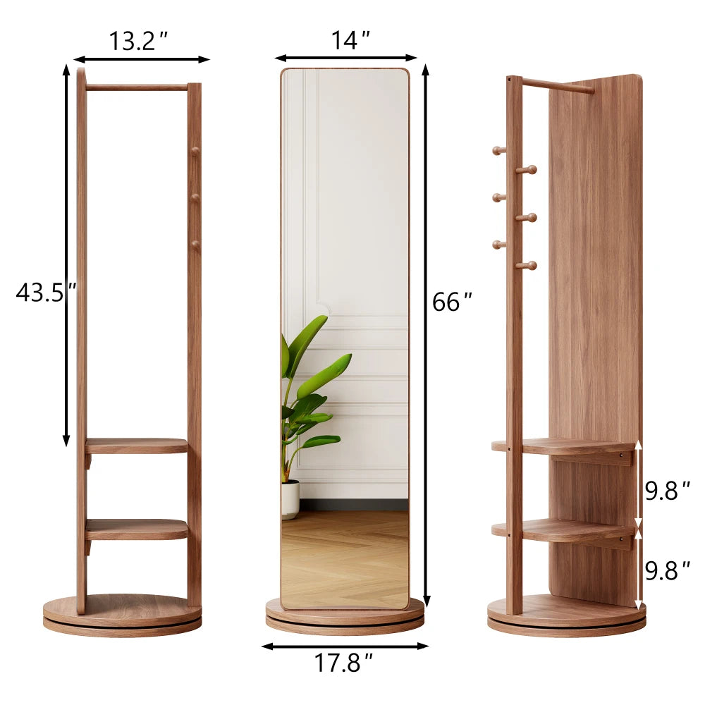 360° Rotating Full Length Mirror, With Storage