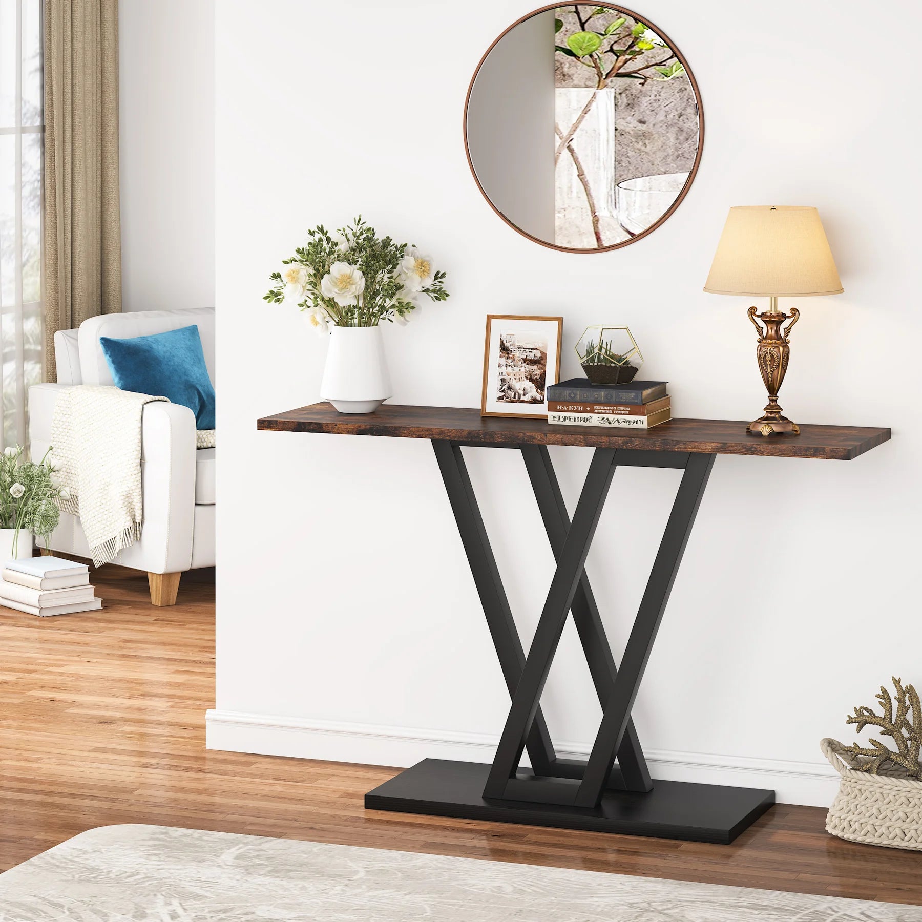 43 Inch Industrial Entryway Console Table
