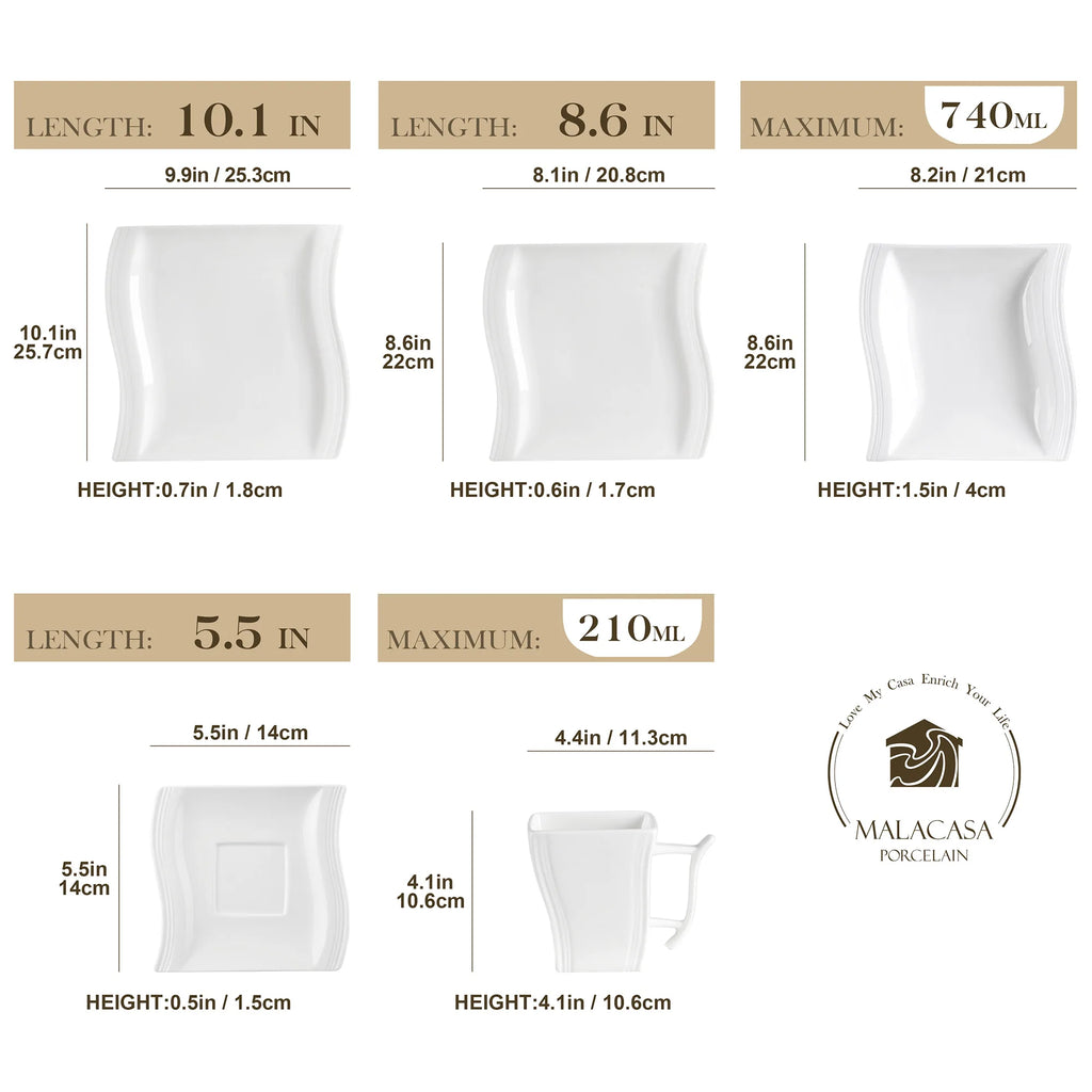 30 Piece White Porcelain Dinner Set