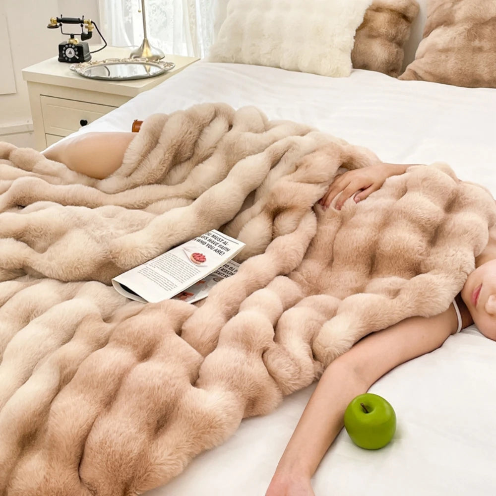 Faux fur Fleece Blanket - Weighted 6 lbs