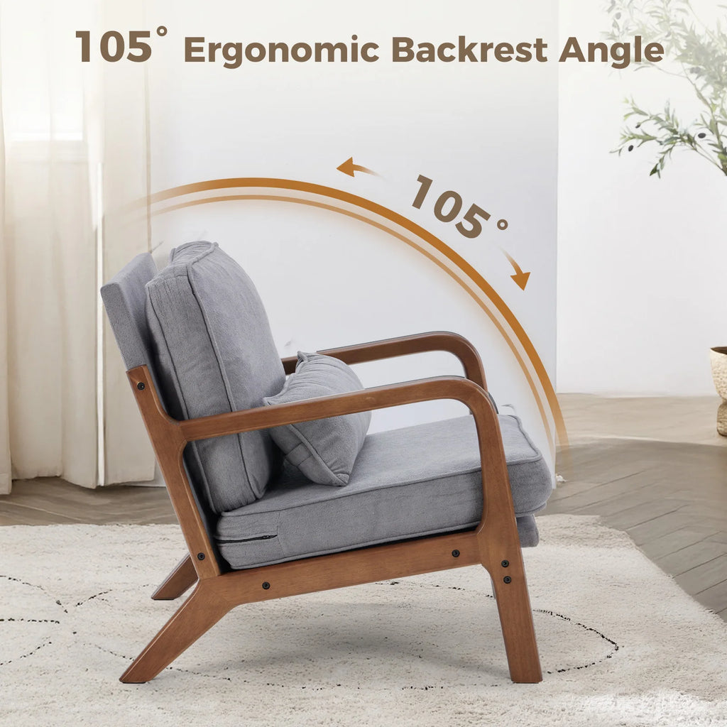 Mid Century Modern Chair Solid Wooden Frame