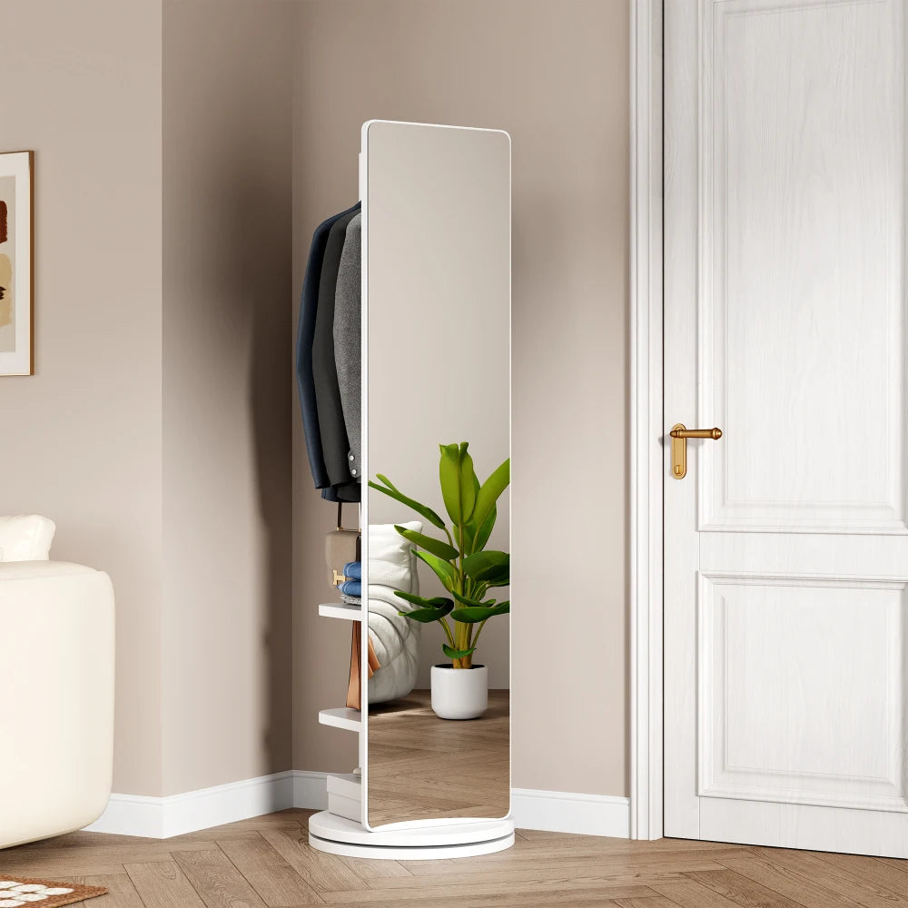 360° Rotating Full Length Mirror, With Storage