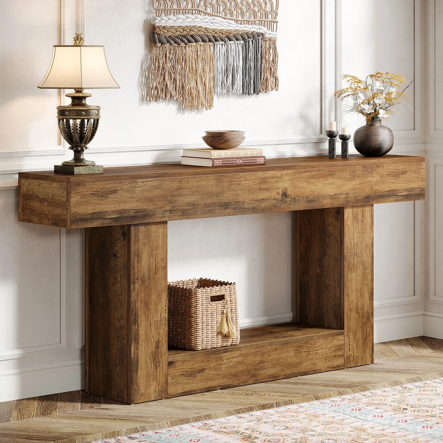 Console Table with U-Shaped Base,