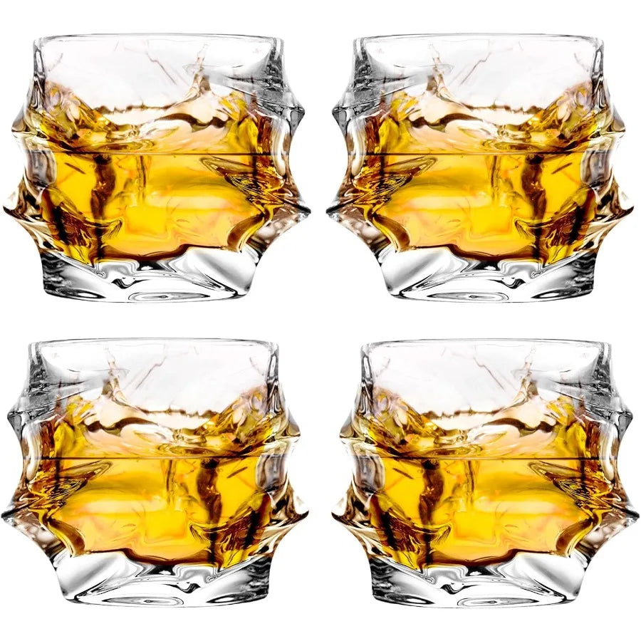 Set of 4 Hand Blown Crystal Whiskey Glasses