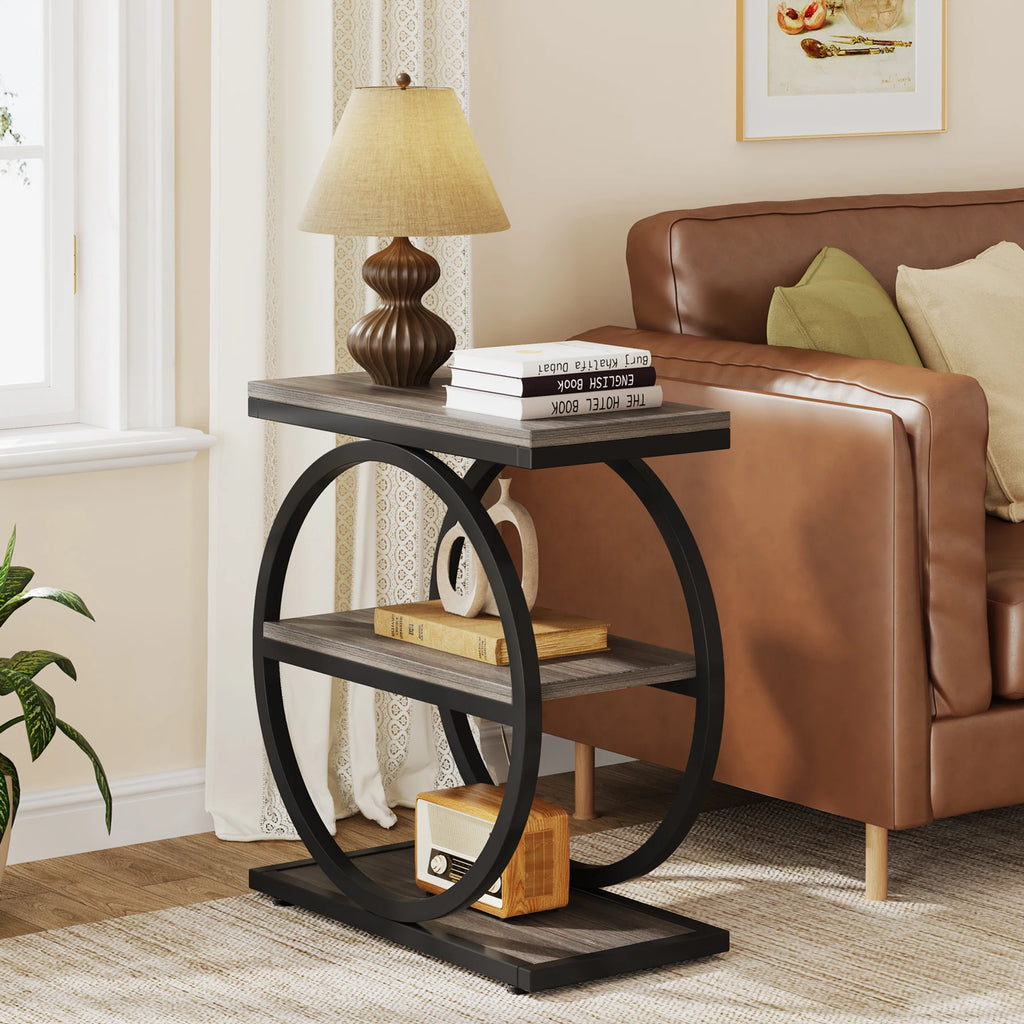Industrial Metal and wooden Small Sofa Side Table