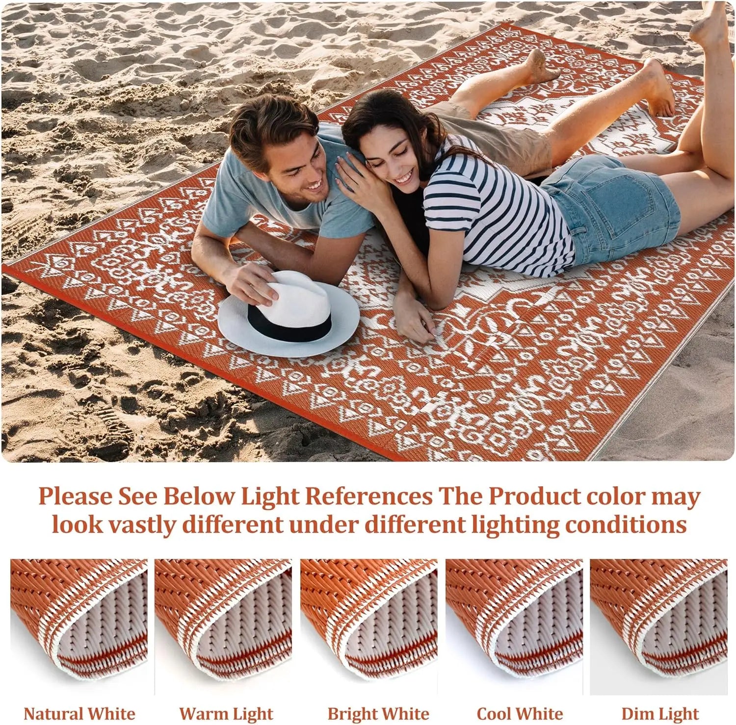 Reversible Waterproof Outdoor Patio Rug,